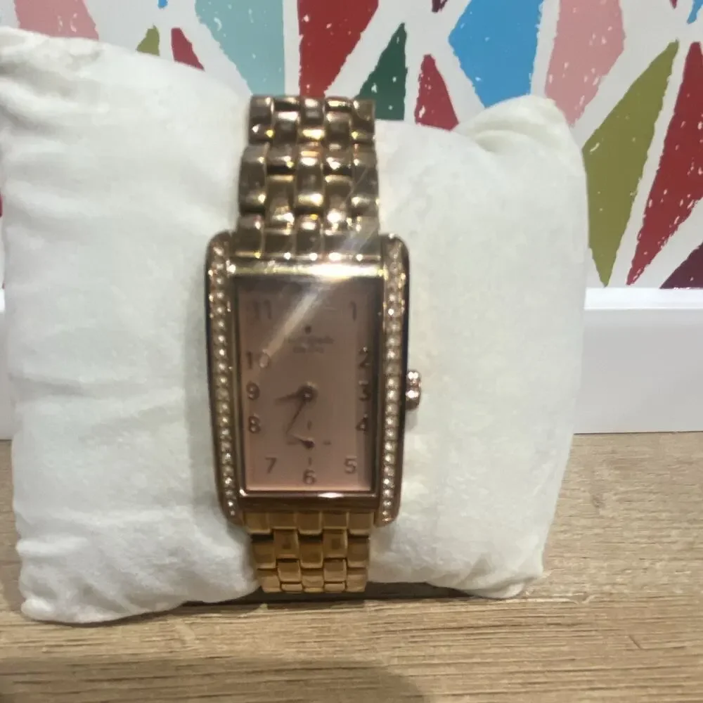 kate spade new york Women’s Rectangular Bracelet Watch Pink Dial Quartz Box